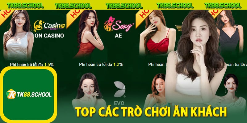 Top các trò chơi ăn khách không thể bỏ qua tại Live Casino TK88